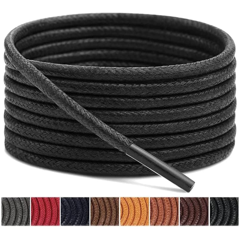 Lacci rotondi in cera per stivali e abiti Scarpe Oxford Lacci impermeabili in cotone Cravatta in corda di poliestere solido lunga 80/100/120/140 cm