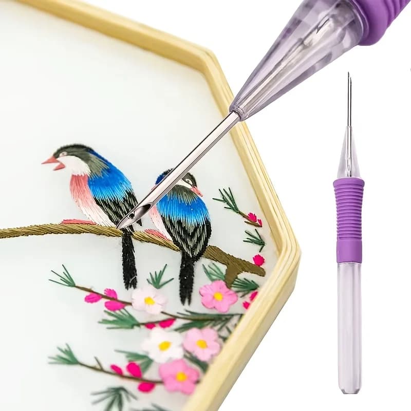 DIY Embroidery Pen Kit Includes Punch Needles Threading Wires for Easy Stitching and Crafting for Beginners and Craft Lovers