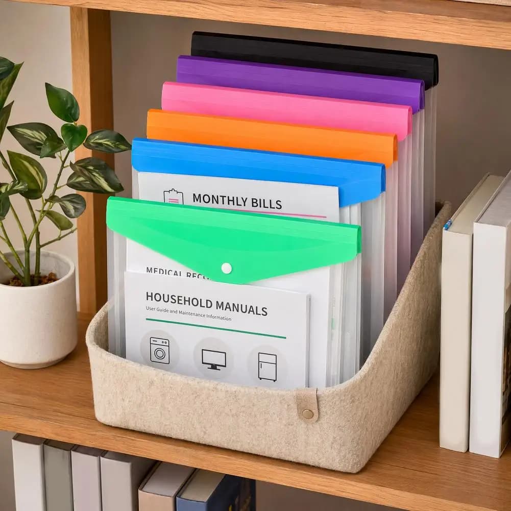 3Pcs A4 Transparent File Folder 11 Hole Snap Button Document Organizer Label Slot Horizontal Vertical 2/3/4 Ring Binder Supply