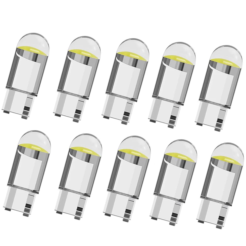 2/10pcs W5W 194 T10 Glass Housing Cob LED Car bulb 3000K 6000K White Blue Red Wedge License Plate Lamp Dome Light