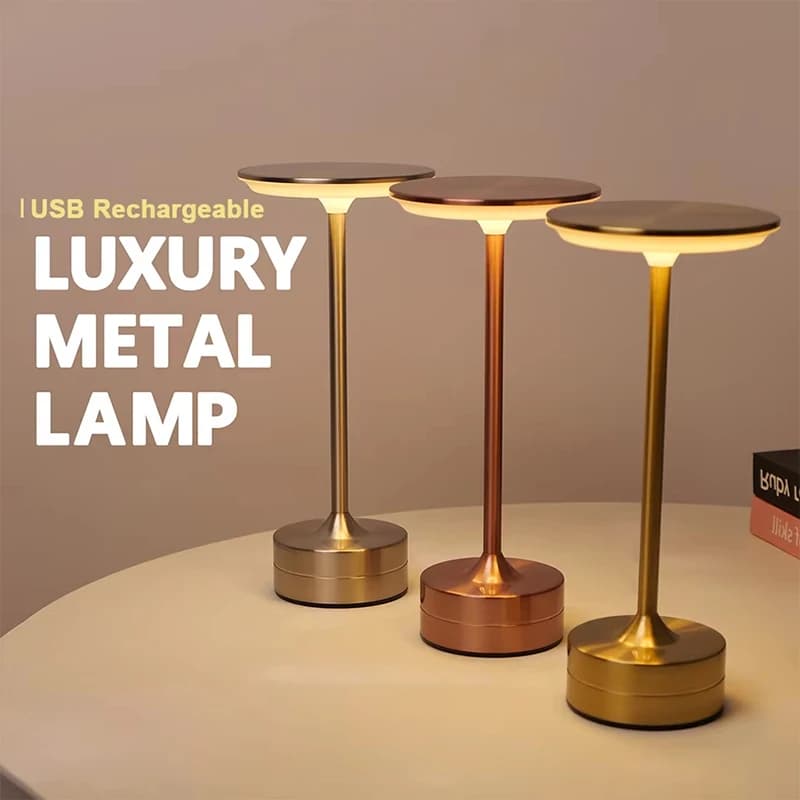 LED Table Lamp with Touch Sensor, USB Rechargeable Night Light, Wireless Reading Lamp for Bedroom, Restaurant, Hotel, Bar
