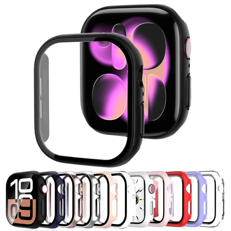 Vetro temperato + copertura per Apple Watch 10 11 9 8 7 46mm 41mm 45mm 42mm PC paraurti Custodia protettiva per schermo iWatch serie 6 5 4 se 44mm