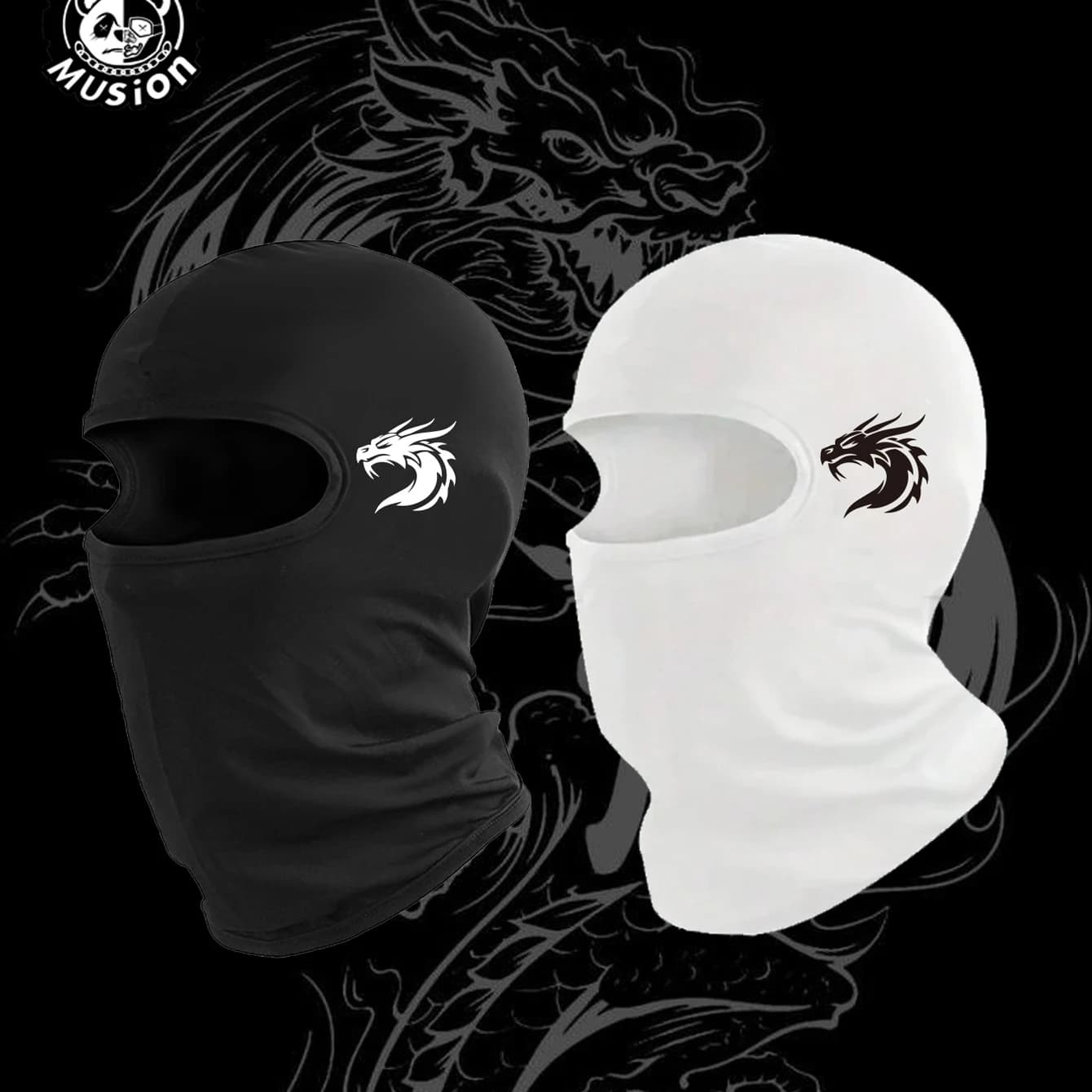Musion Passamontagna per moto Stampa di moda Protezione solare Maschera a pieno facciale Maschera traspirante Passamontagna Copri testa da ciclismo per bicicletta Und