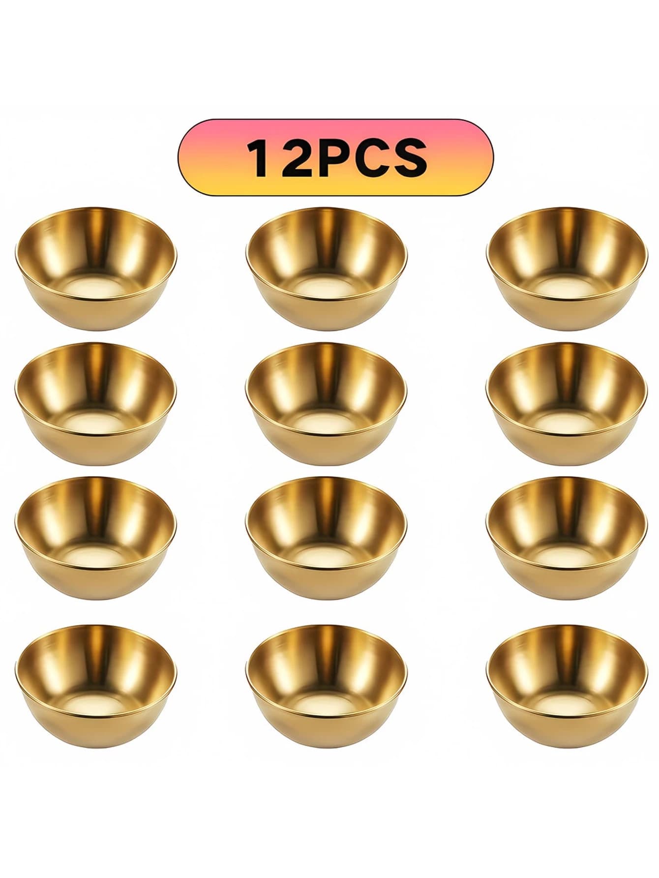 2/4/12pcs Stainless Steel Golden Sauce Dishes Appetizer Seasoning Serving Dishes Sets Tray Spice Plates Kitchen Tableware