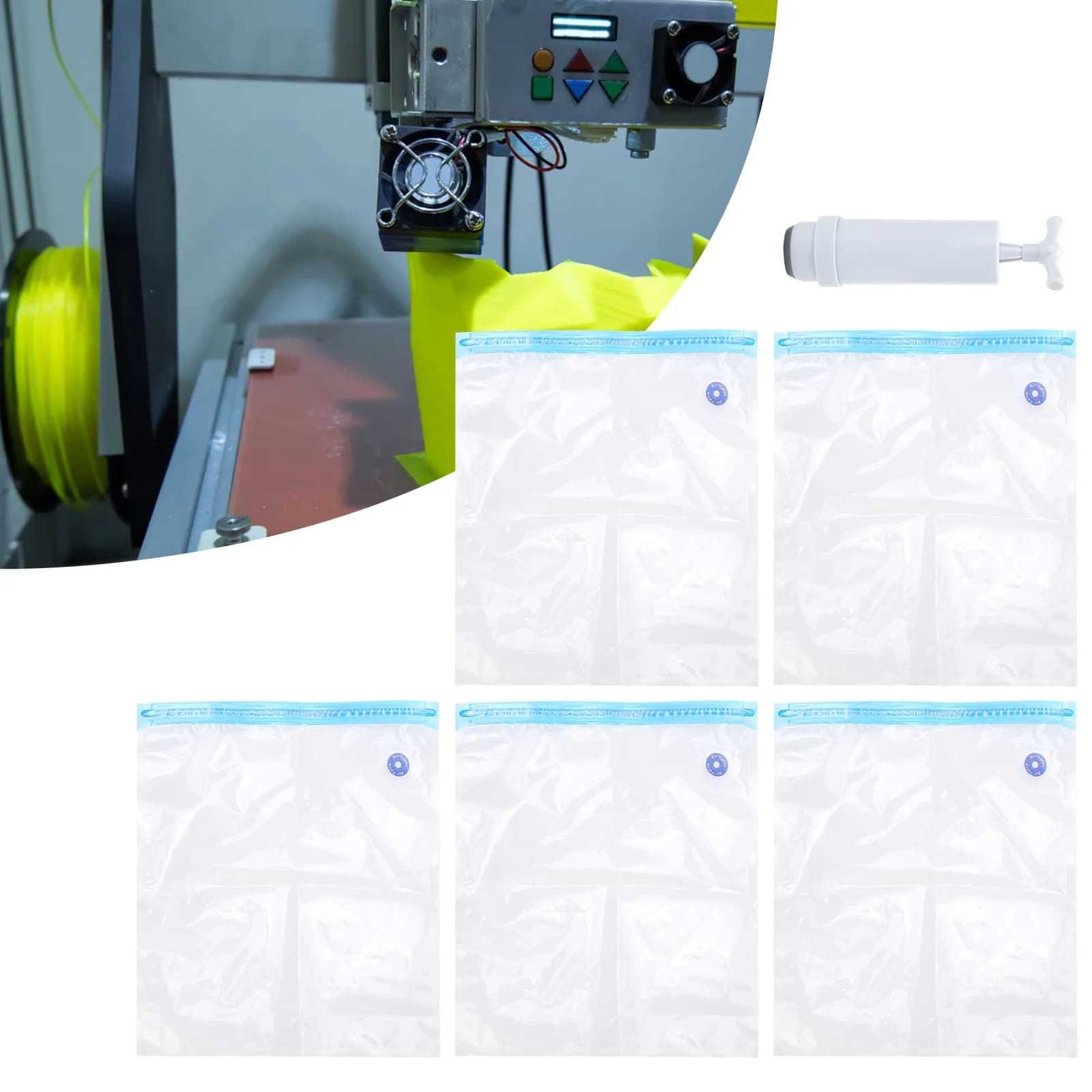 Sacchetto di Conservazione per Filamenti, Parti per Stampanti 3D, Busta Sigillata in Plastica con Pompa di Aspirazione
