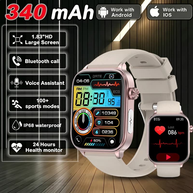 Orologio Intelligente LIGE con Rilevatore Diagnostico AI per Uomini e Donne, Test di Composizione Corporea, Lipidi e Acido Urico, Monitoraggio della Salute Mestruale Femminile