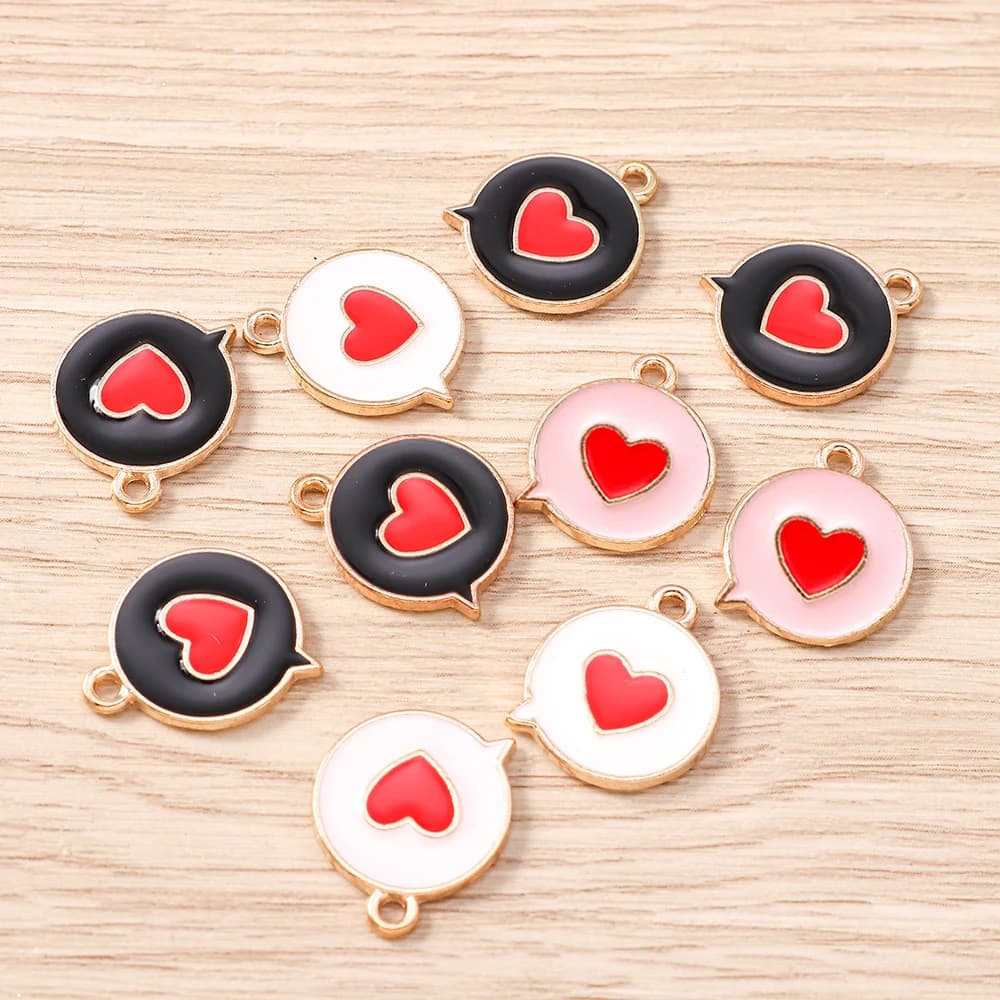 Tusember 20Pcs Sweet Romantic Red Love Heart Charms For Drop Earring Bracelet DIY Women Jewelry Making Handmade Necklace Supply