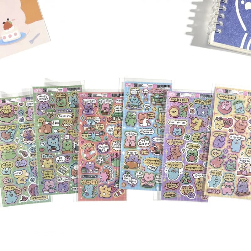 Laser simpatico cartone animato coreano scatola di dialogo orso adesivo conto a mano foto notebook pianificatore scrapbook diario adesivi decorativi fai da te