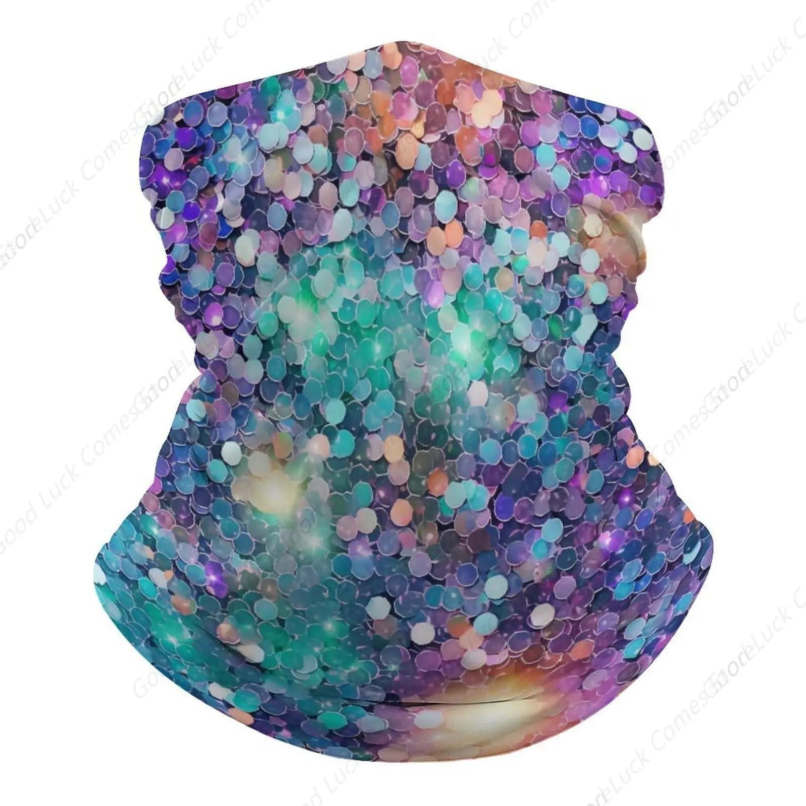 Arcobaleno Glitter Ghetta per il collo Fascia per il viso Maschera di protezione solare Passamontagna Sciarpa per donna Uomo all'aperto