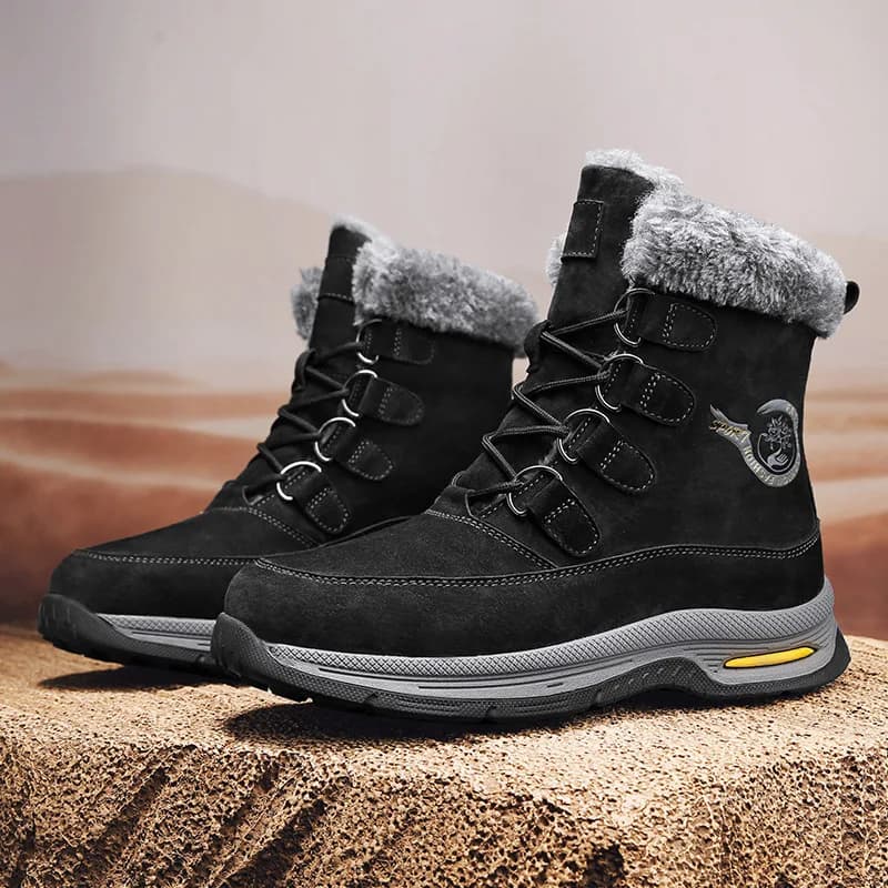 Scarpe da ginnastica da trekking Uomo Scarpe da esterno invernali Pelliccia calda antiscivolo Moda Stivali imbottiti alla caviglia con lacci Calzature da neve in feltro Uomo Taglia 38-46