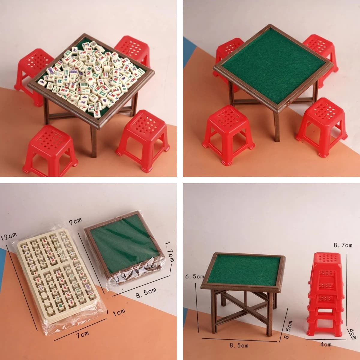 Set tavolo e sedia Mahjong in miniatura per casa delle bambole 1/12 - Decorazione modello per la casa Accessori per casa delle bambole giocattolo - Mobili modello