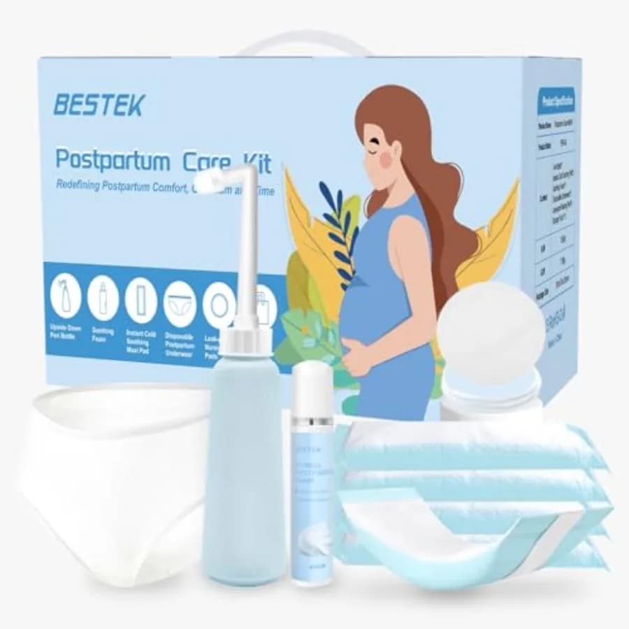 Kit Essenziale per il Recupero Post-Parto - Kit di Cura per la Mamma Dopo il Parto - Biancheria Intima Post-Parto Monouso, Flacone per Igiene Intima, Ghiaccio Post-Parto