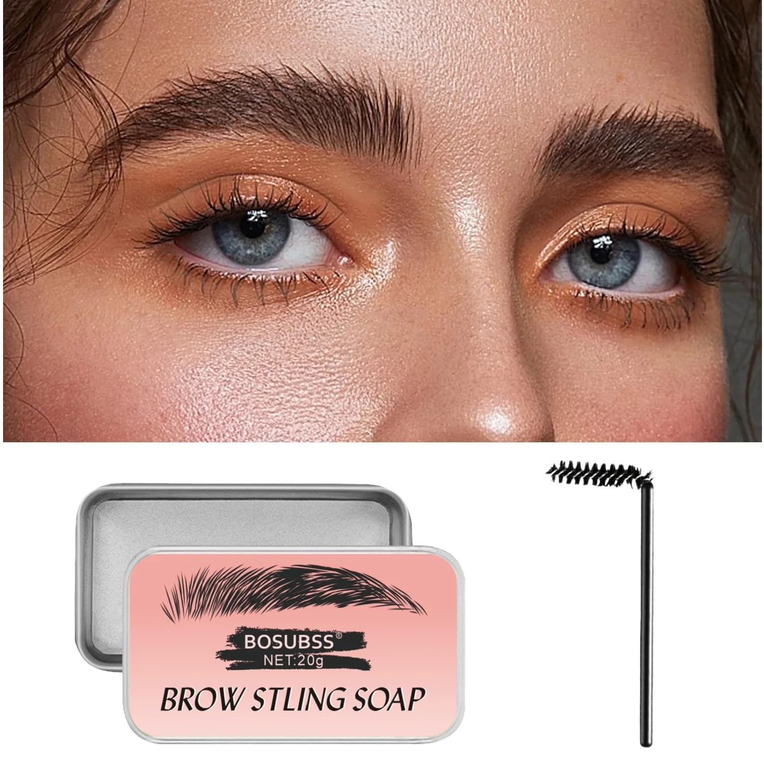 Set of 2 transparent soaps for eyebrows, waterproof, transparent mascara, long-lasting eyebrow soaps, natural refreshing formula