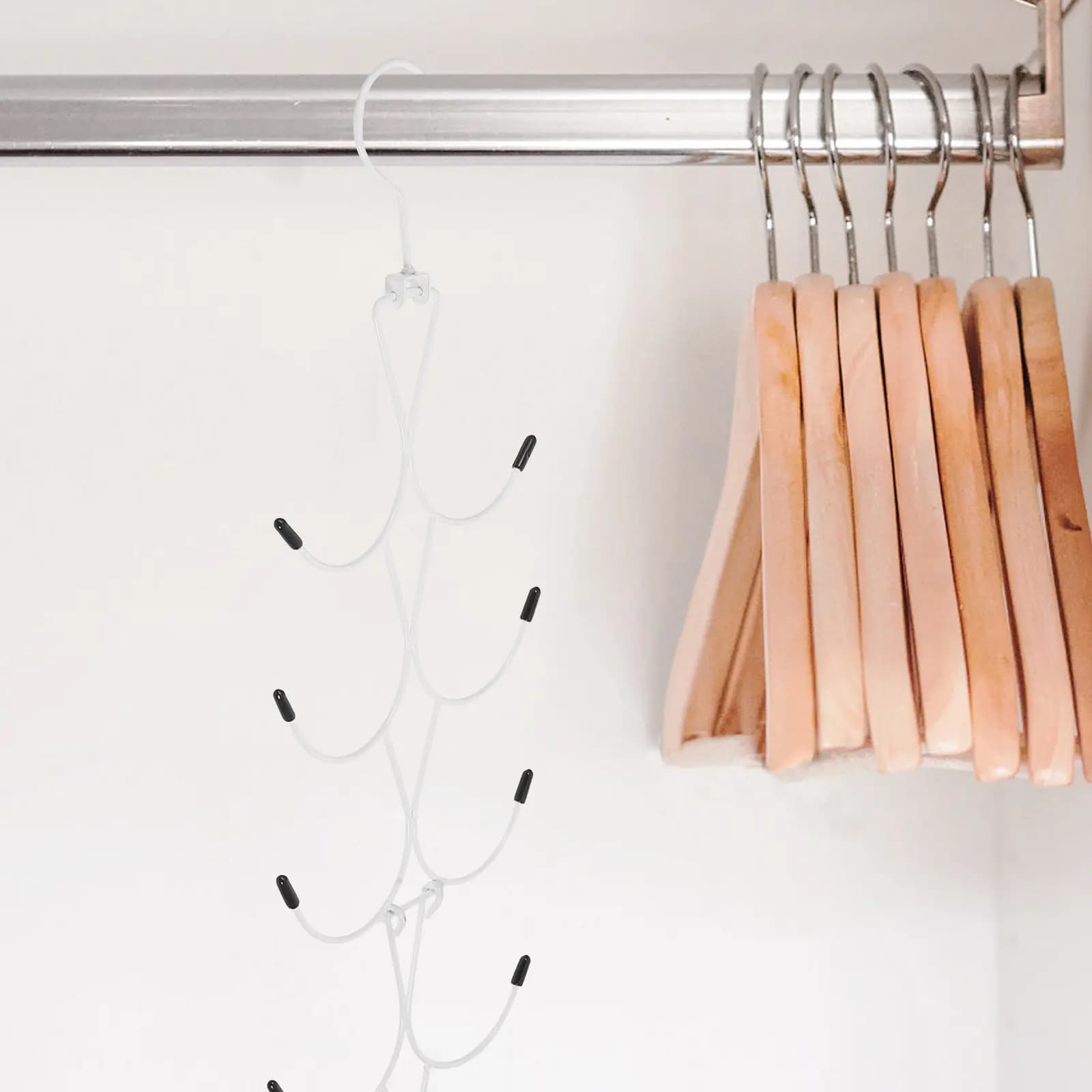 White Double Storage Rack Iron Tie Hanger Rack Closet ganizer Scarf Holder Scarf ganizer Space Saving Holder
