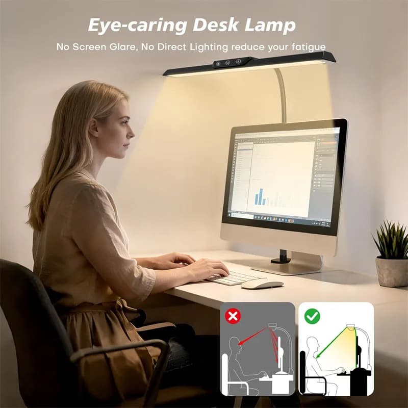 Lampada da Scrivania LED Dimmerabile Intelligente per Casa e Ufficio con Braccio Flessibile e Clip, Luce da Tavolo per Lettura, Lavoro, Disegno e Manicure