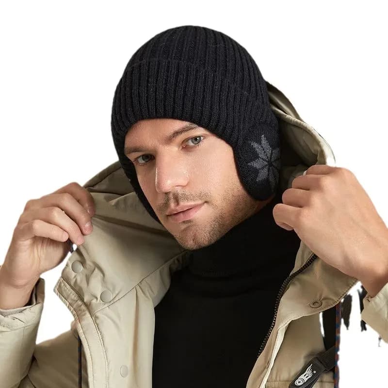 Winter Thickened Velvet Knitted Wool Hat, Warm Ear Protection Beanie for Men Women, Cozy Fleece Lined Winter Cap, Outdoor Cold