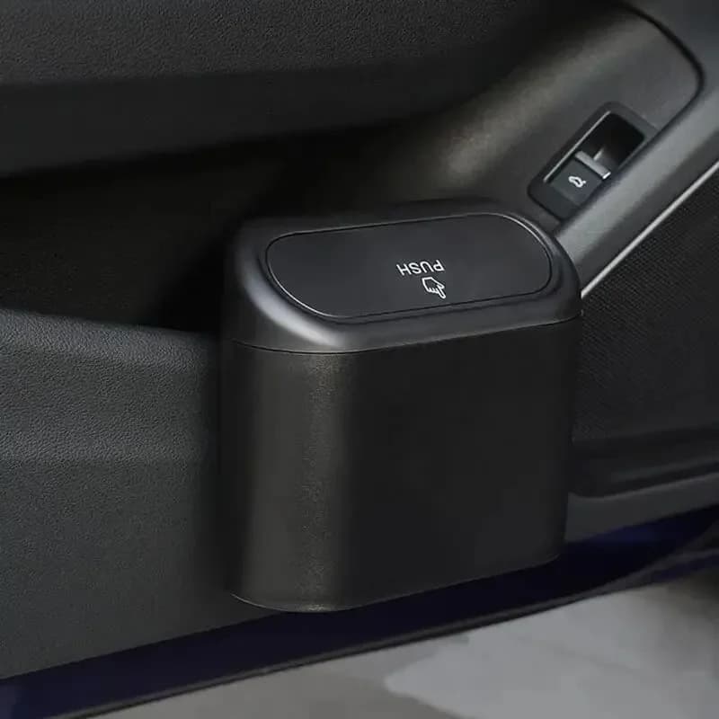 Pattumiera a pressione quadrata 6P Organizzatore universale Pattumiera a conchiglia per auto Pattumiera appesa per veicoli Custodia per polvere Scatola di immagazzinaggio ABS nero