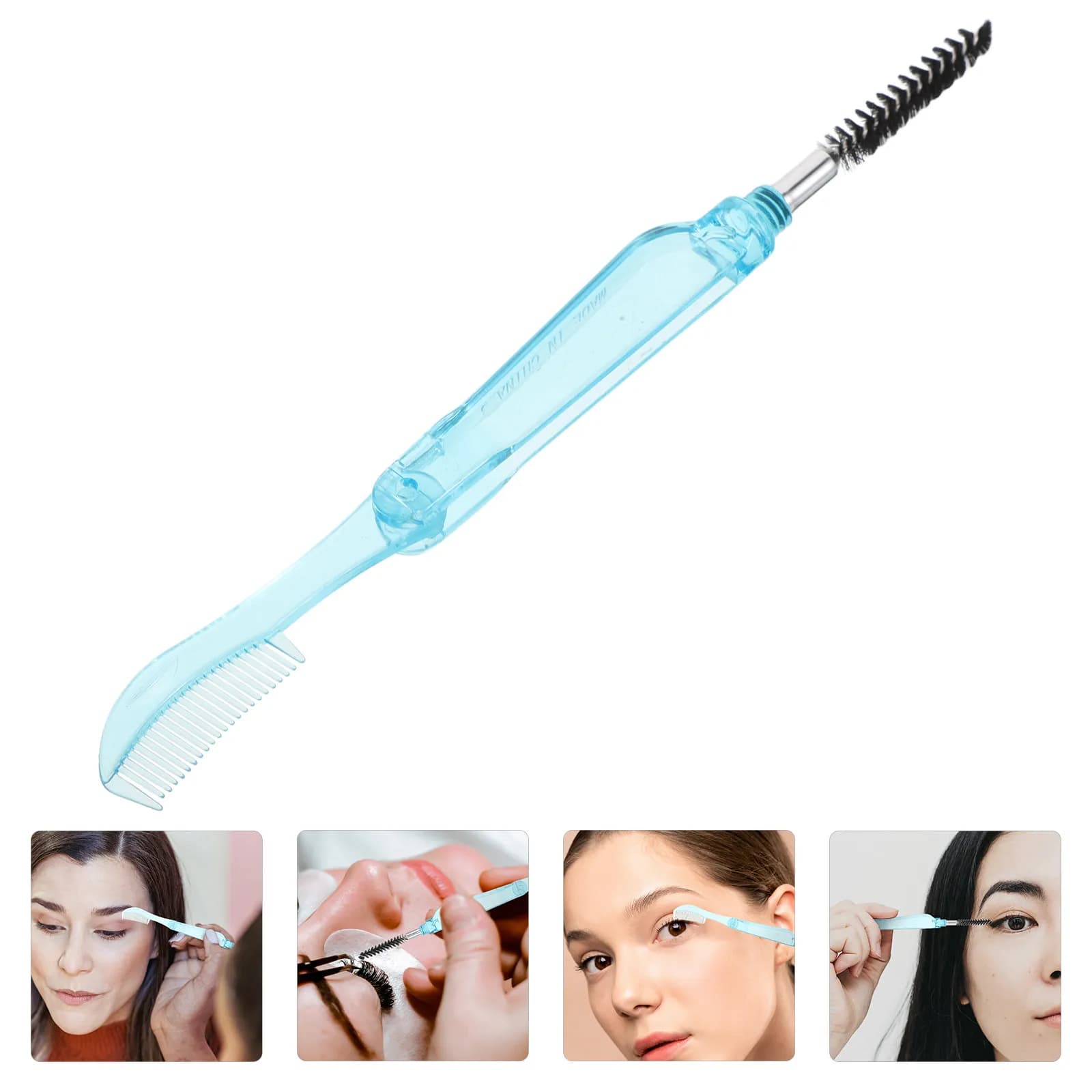 2-in-1 Folding Eyelash Comb with Spiral Brow Brush Dual Sided Lash Separator Mascara Applicator Eyebrow Definer Eye Makeup
