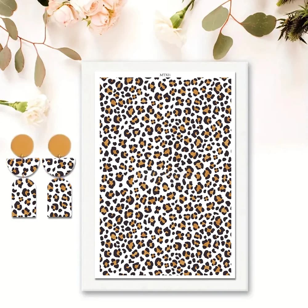 Leopard Print Water Transfer Paper for Polymer Clay Disposable Waterslide Decal for Earring Jewelry Making