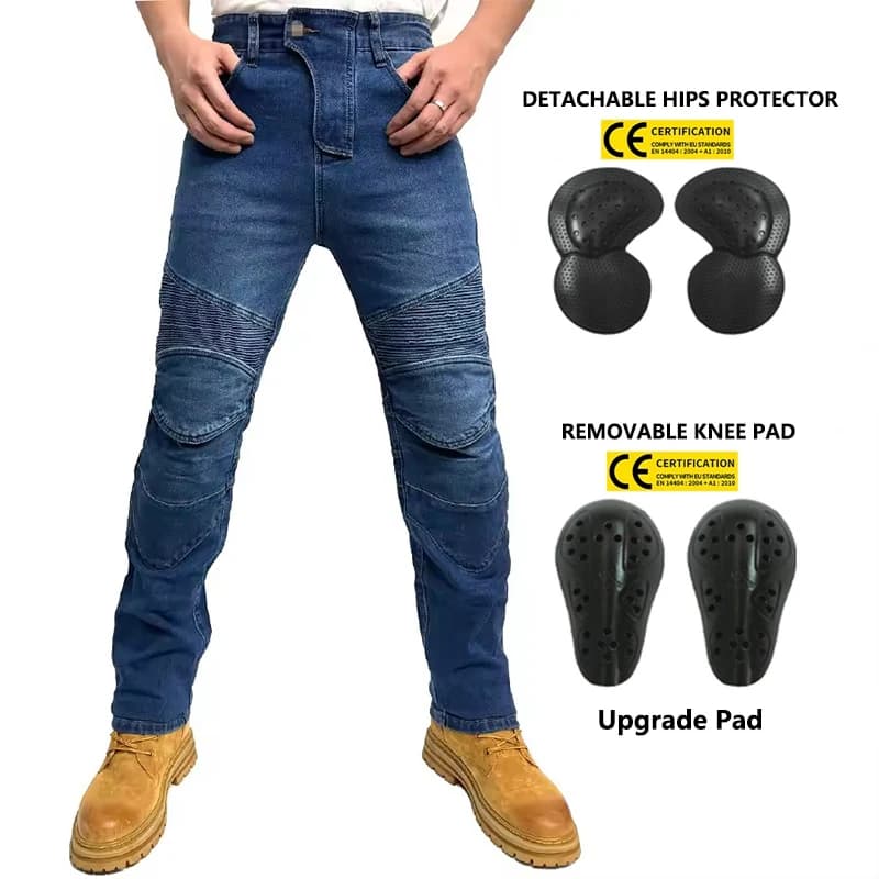 2025 Nuovi pantaloni blu da corsa su strada per moto Jeans da moto neri da uomo Equipaggiamento protettivo Pantaloni da moto Pantaloni da motocross neri grigi