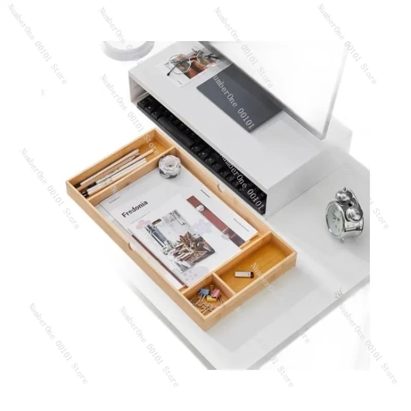 Supporto per Monitor da Scrivania, Base Rialzata per Schermo del Computer con Organizzatore, Ripiano e Cassetto Portaoggetti per Tastiera
