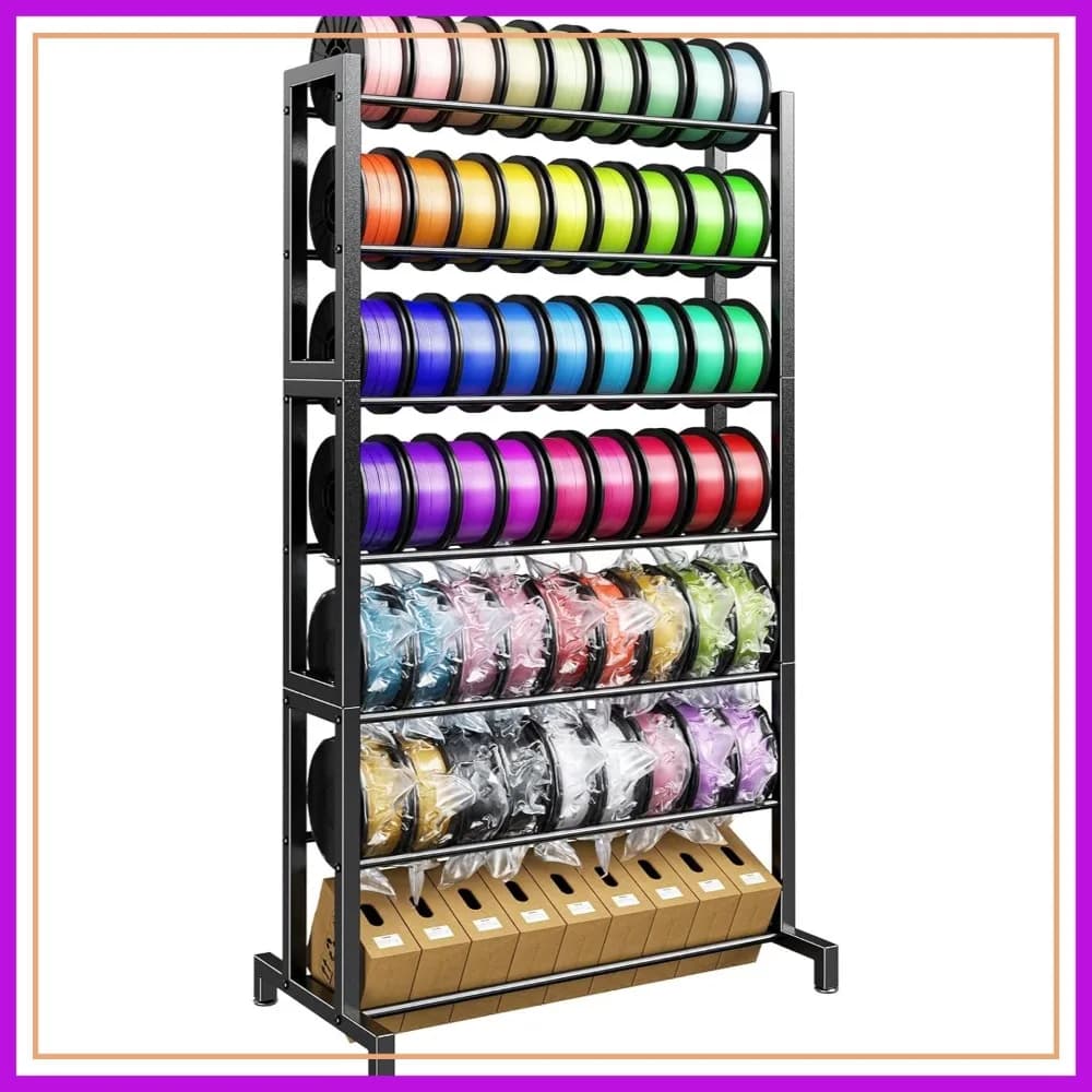 Scaffale porta filamenti per stampante 3D a 7 livelli, resistente, contiene 63 bobine, organizer multistrato per casa, ufficio, officina (solo scaffale)