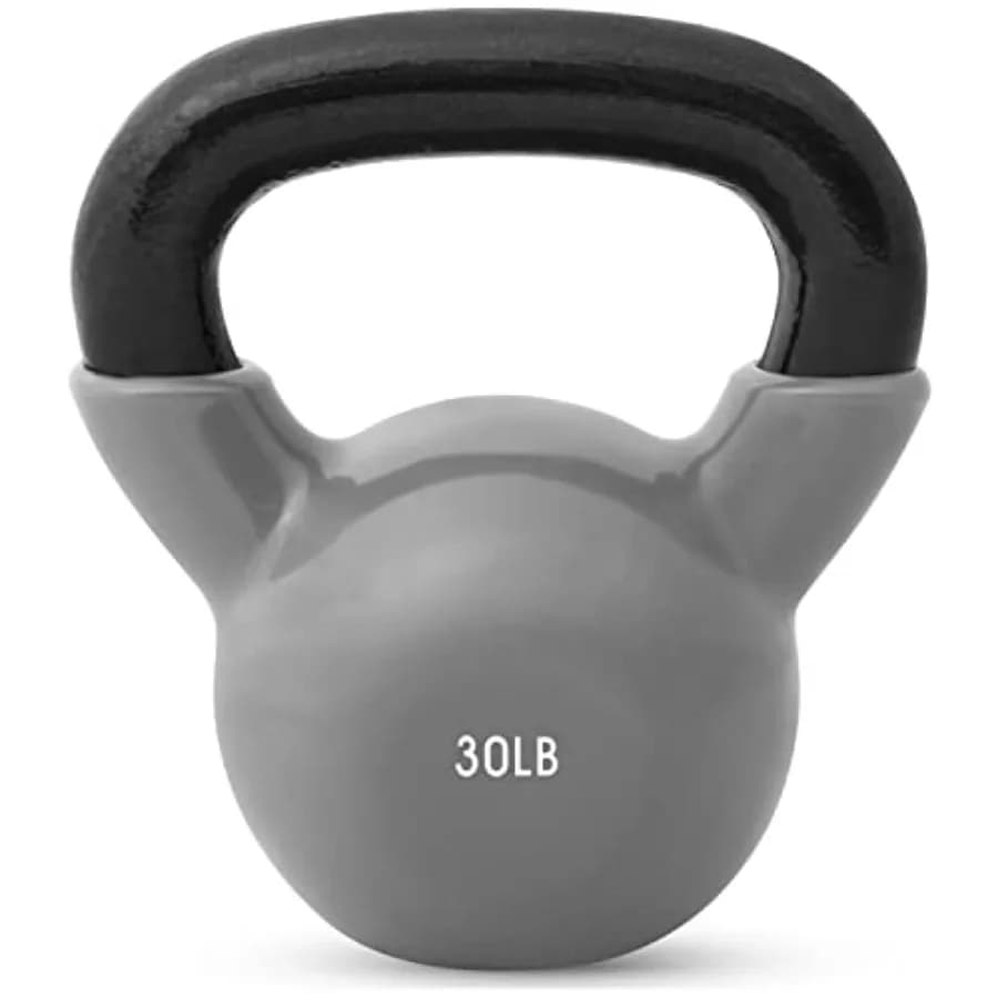 Kettlebell in Ferro Rivestito in Vinile per Palestra Domestica, Nero con Finitura Liscia e Impugnatura Ergonomica