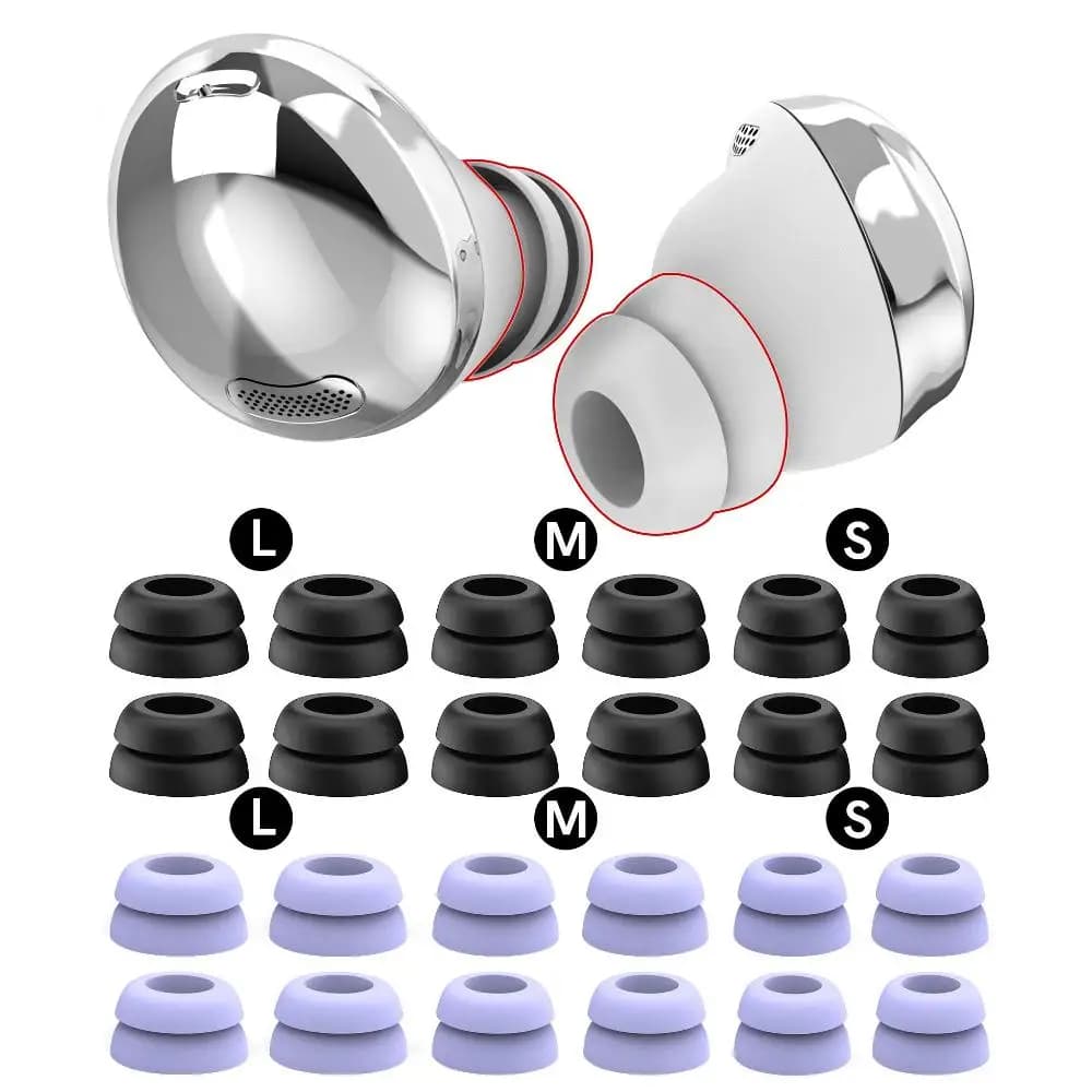 12 silicone earpieces for Samsung Galaxy Buds Pro headphones Buds 2 TWS tips for reducing wireless noise anti-drip double flange
