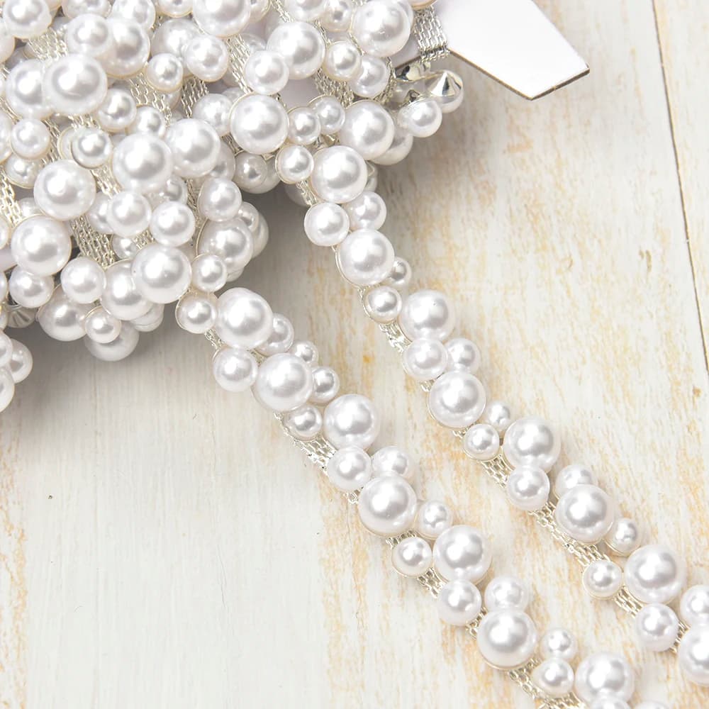 Catena di Perle e Fiori da 100cm per Decorazioni Fai-da-Te, Accessorio Scintillante per Abbigliamento, Scarpe e Borse