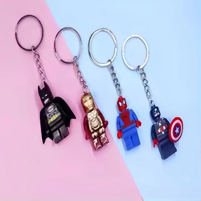 Avengers Spider-Man Iron Man Anime Character Building Blocks Key Chain Action Figure Backpack Car keyclain Holiday Gift Toys