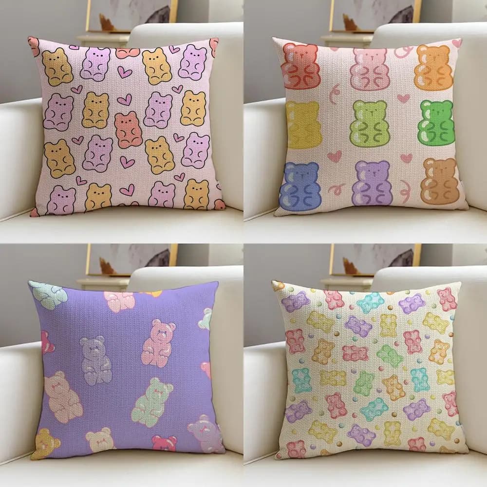 Fodere per cuscini Chewy g-gummy bearsS, 4 pezzi, in lino, 40x40 45x45, decorazioni moderne per la casa