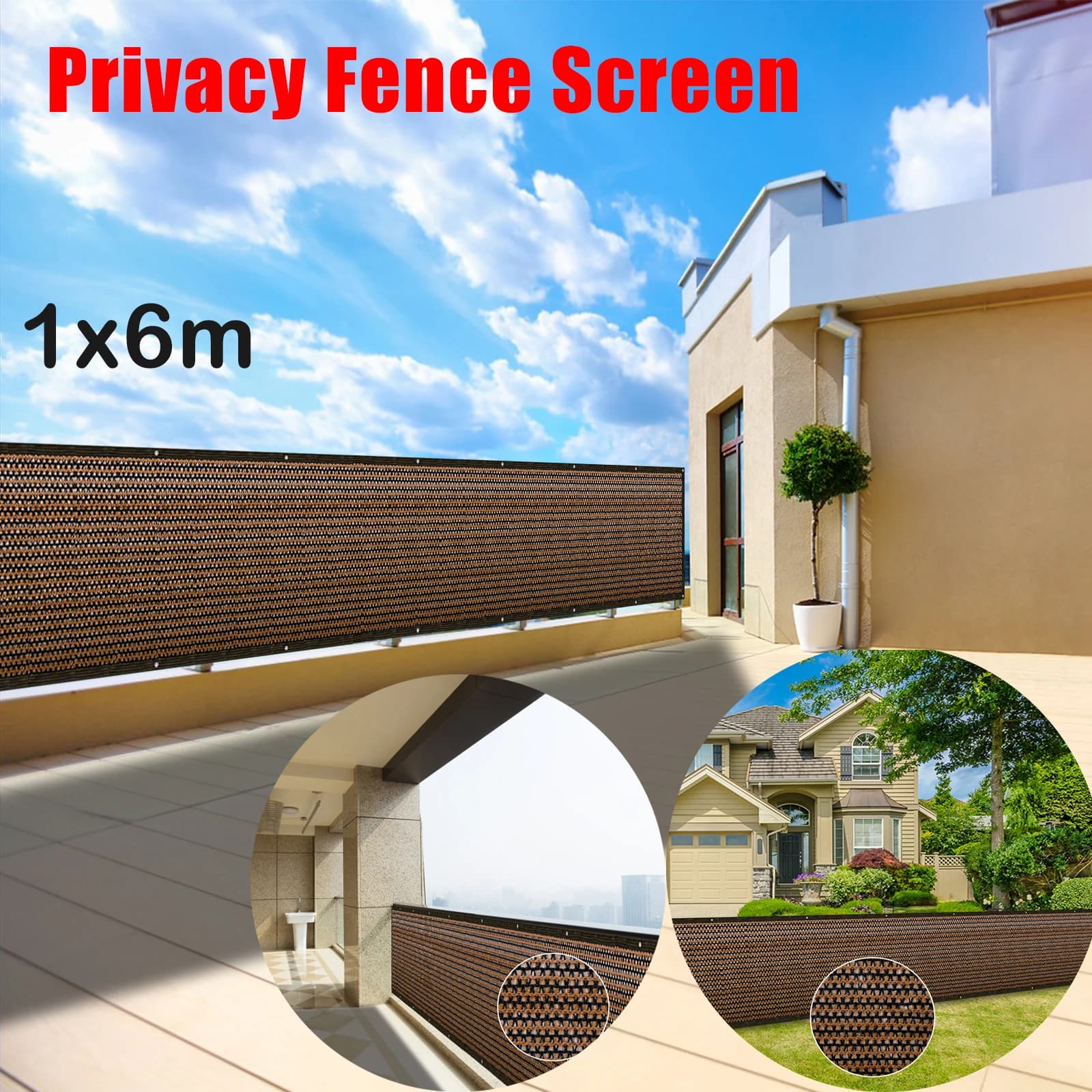1/2 pz balcone Privacy schermo copertura 1 x6m Privacy recinzione pannelli resistente allo strappo recinzione schermo a rete giardino cortile portico piscina Decor
