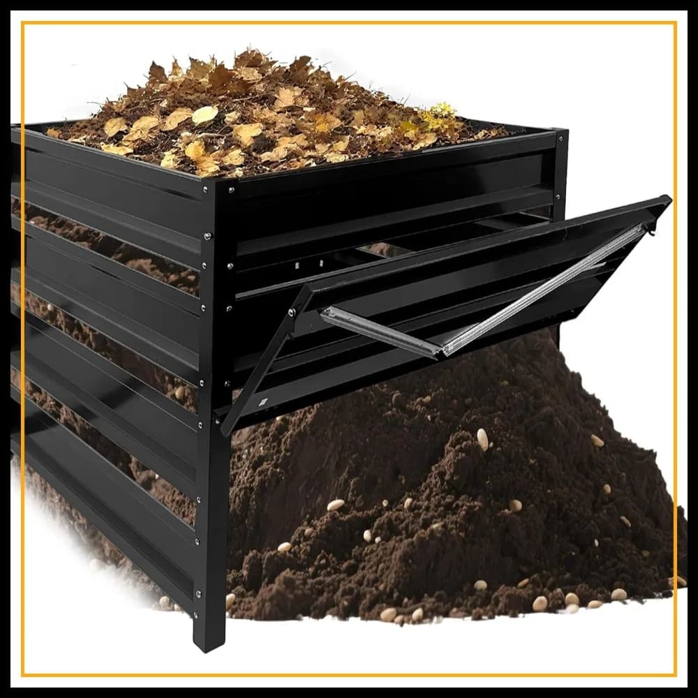 Contenitore per Compostaggio in Rete Metallica da 285 Galloni, Rivestimento Antiruggine per Rifiuti da Giardino e Scarti di Cucina, 41x41x39,4 Pollici