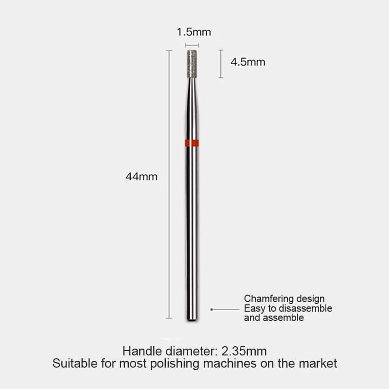 Hot！1.5mm Nail Drill Bits Electric Grinding Headed Diamond Tungsten Steel Manicure Polishing Clean Tool Nail Specialized Tools