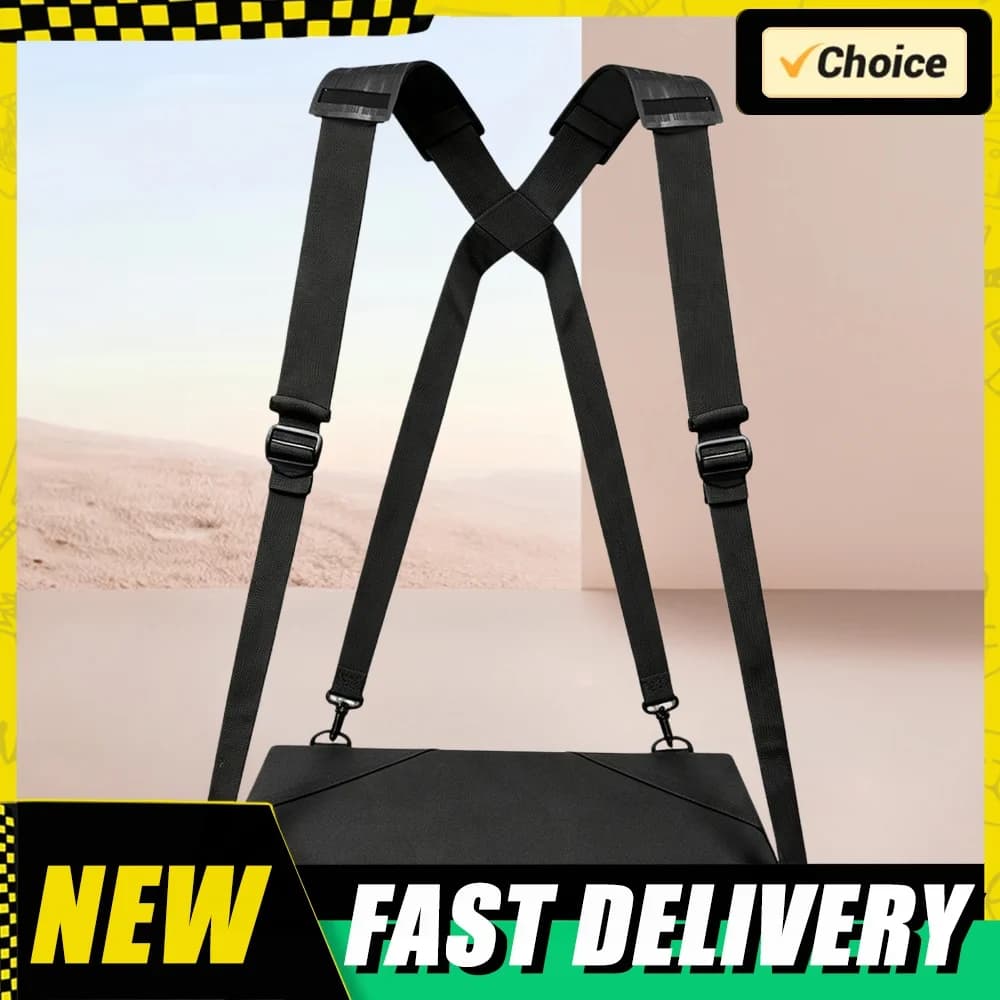 Hands-Free Walking Laptop Stand Ergonomic Cross-Body Harness Adjustable Shoulder Strap Oxford Cloth Tray 16 Inch