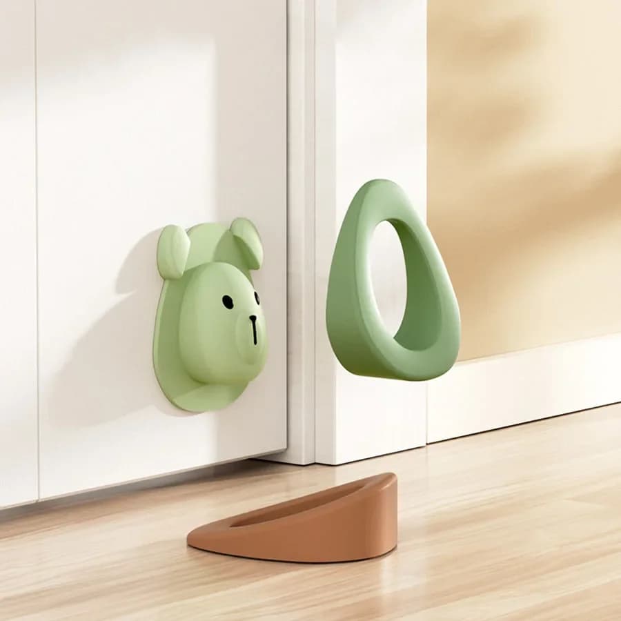 Little Bear 2 in 1 fermaporta multifunzione Cartoon Soft Silicone addensare fondo porta sicurezza per bambini Anti pizzico fermaporta a mano