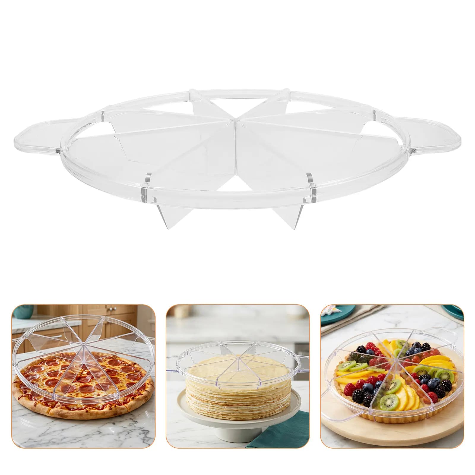Pie 8-Cut Slicer Manual Pie Slicer Cake Divider Tool 10.2 Dia Pizza Cutter Even Slices Rust-Proof Side Handle Kitchen Baking