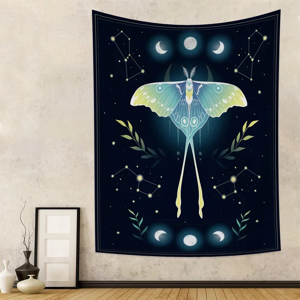 Carta dei tarocchi teschio psichedelico falena serpente arazzo appeso a parete astrologia divinazione copriletto tappetino da spiaggia Hippie Home Decor