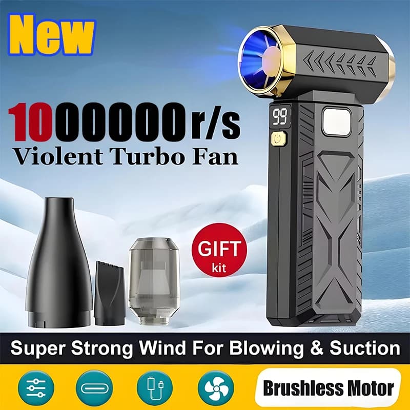 Ventilatore violento 1000000 giri/min Soffiatore d'aria super potente Aspirazione 2in1 per aspirapolvere Turbo senza spazzole Vento forte