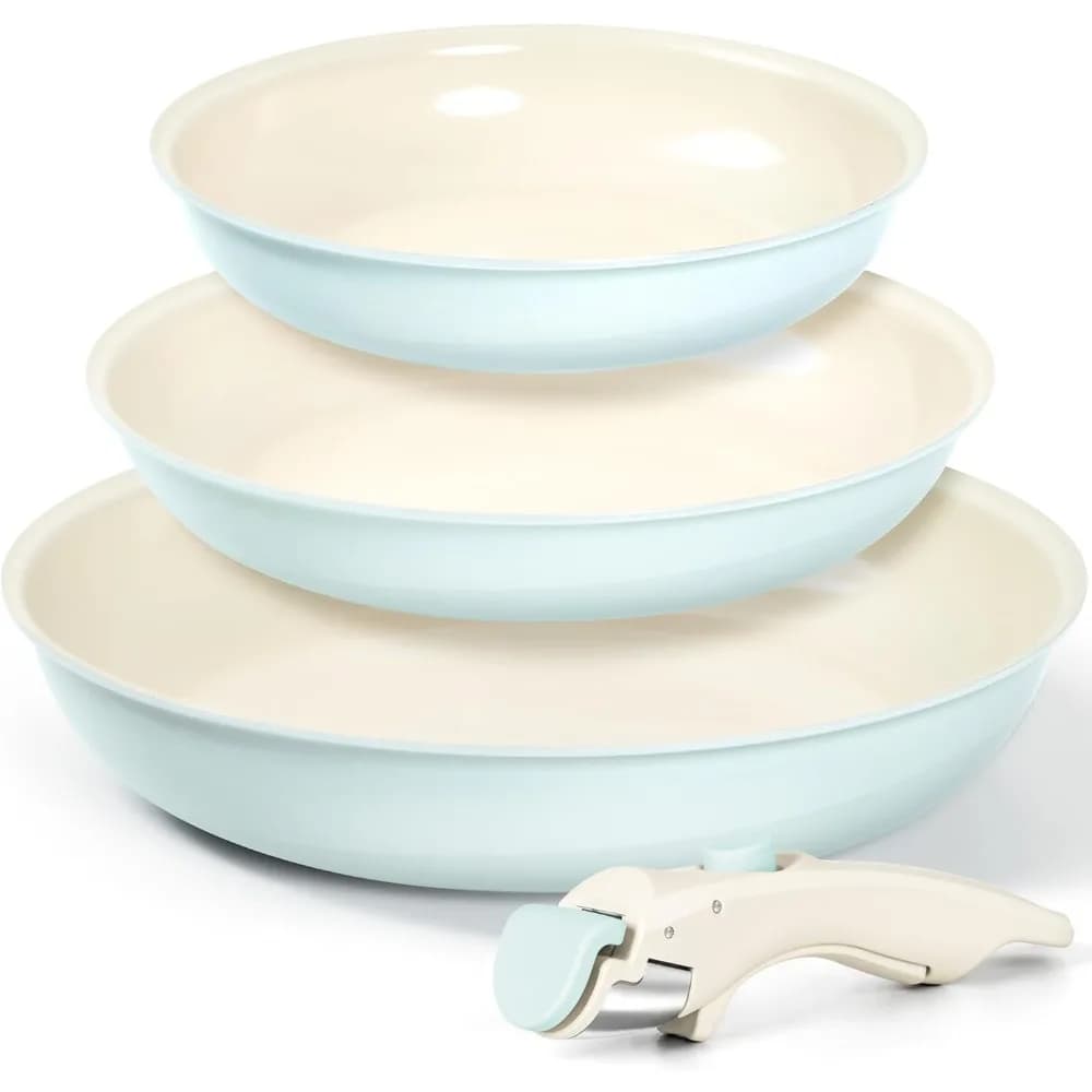 Set di Pentole MICHELANGELO, Padelle Antiaderenti con Manico Removibile 8/9.5/11 Pollici, Padelle in Ceramica con Manico Staccabile