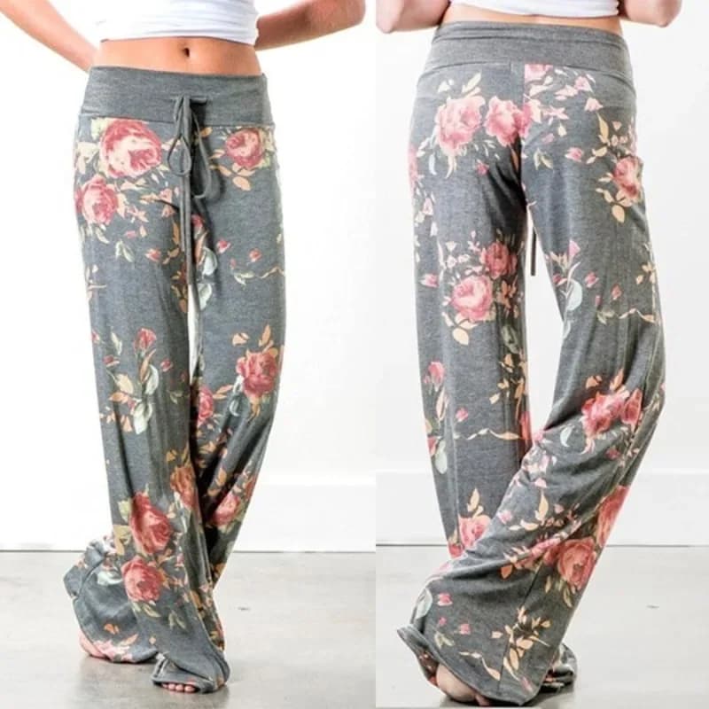 S-8XL Moda Donna Casual Allentato Stampa elasticizzata Pantaloni da yoga a gamba larga lunga Pantaloni da salotto con coulisse Pantaloni da pigiama
