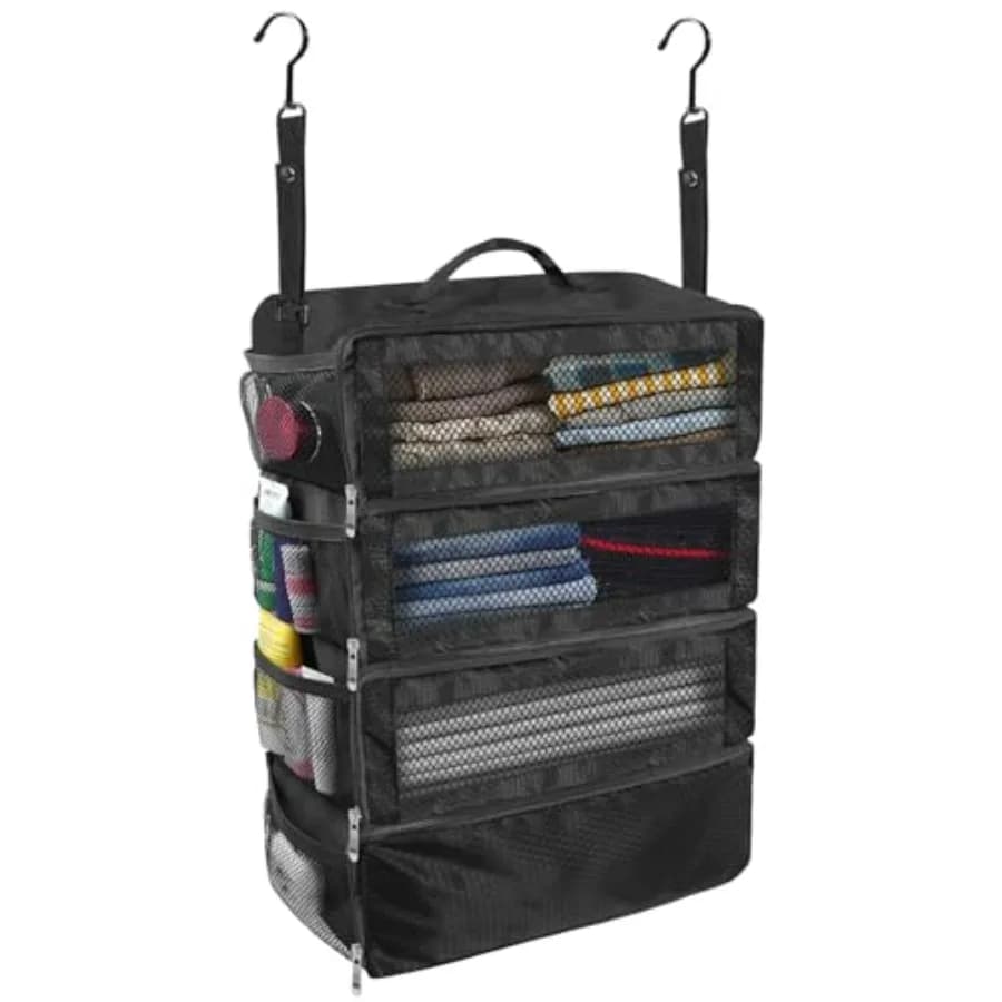 Organizer per Valigie, Organizzatore Portatile per Bagagli da Viaggio, Scaffali Appendibili Pieghevoli, Cubi di Imballaggio per Bagaglio a Mano