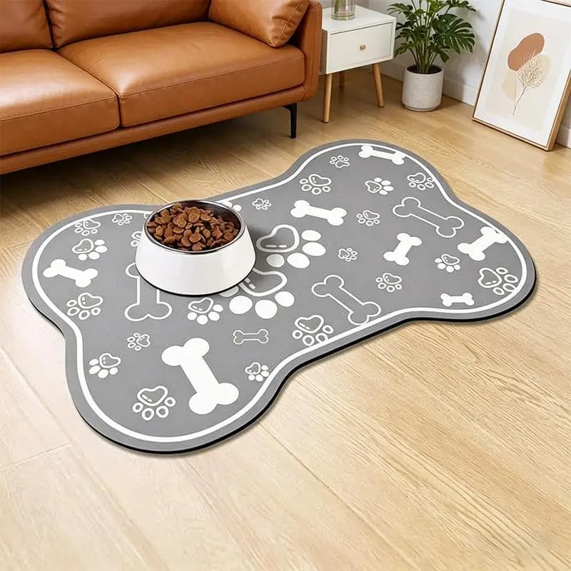 New Diatomaceous Mud Absorbent Pet Placemat Food And Water Bowl With Waterproof Quick-Dry Rubber Backing Non-Slip Home Pet Mat