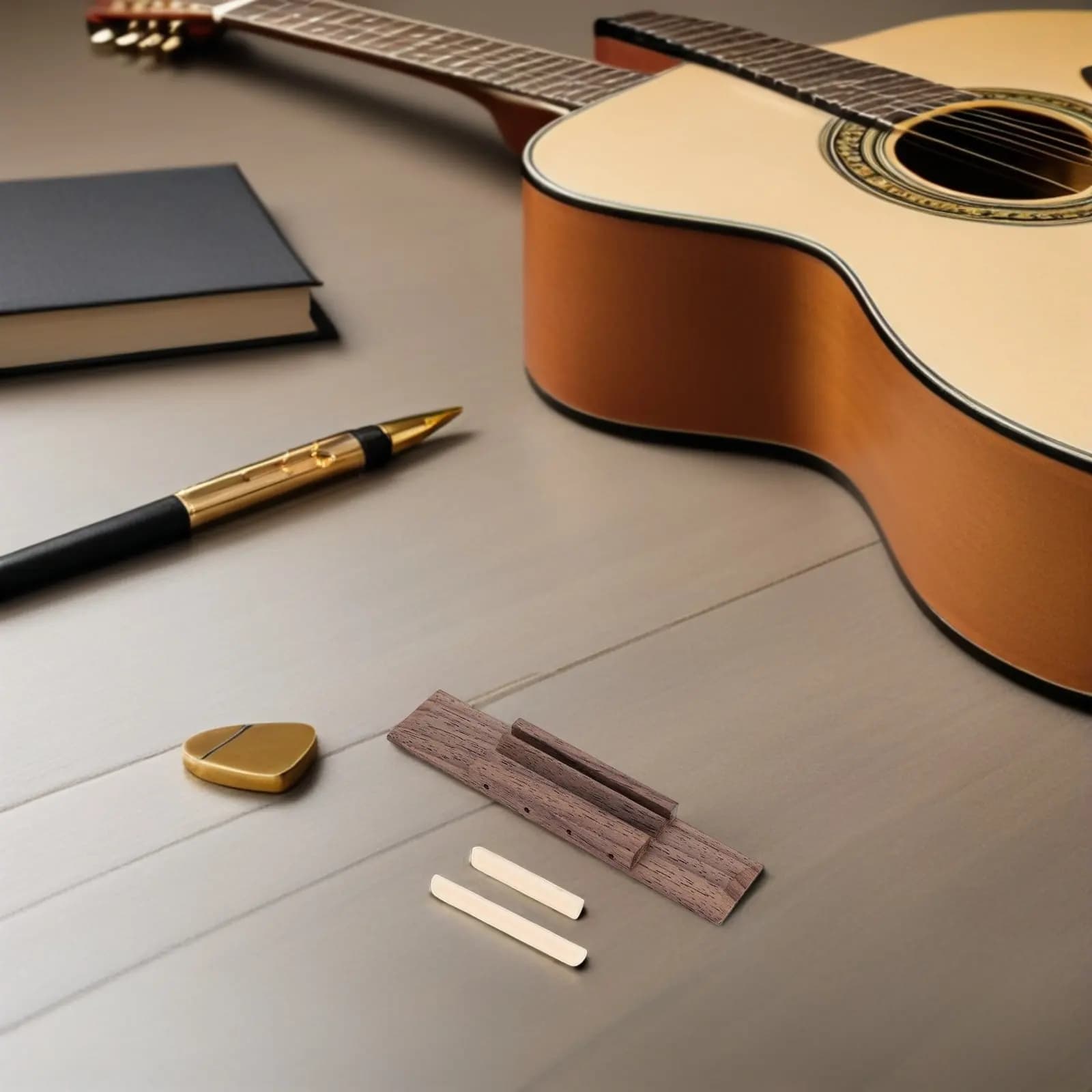 Set Ponte per Ukulele in Legno Liscio Regolabile a 4 Corde, Ricambio per Ponte, Parti di Ricambio Premium per Ukulele, Strumento per Liutaio
