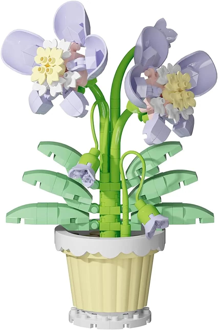 Blocchi da Costruzione Mini Orchidea in Vaso - Kit Modello Botanico a Micro Particelle, Elegante Giocattolo Educativo Fai-da-Te, Regalo