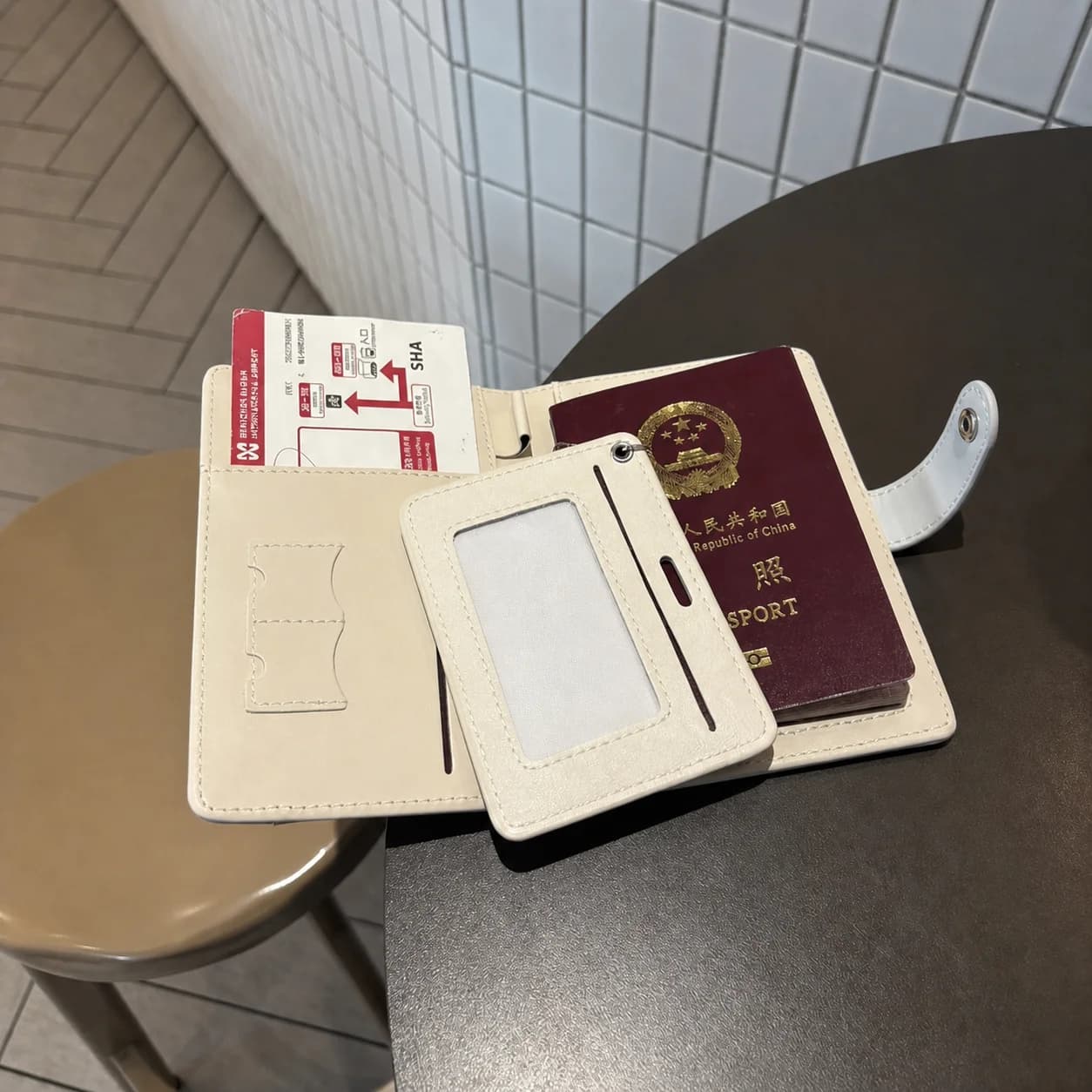 Passport Card Wallet Embossed Pu Passport Holder Passport Holder Stylish For International Travel Short Wallet Daily Commuting