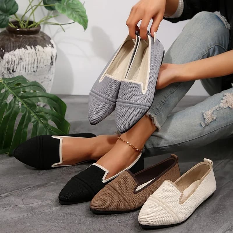 Scarpe da ginnastica da donna Mocassini Scarpe Ballerine Punta a punta A piedi nudi Slip-on Casual Tacco basso Scarpe da donna di marca di lusso Zapatos Mujer