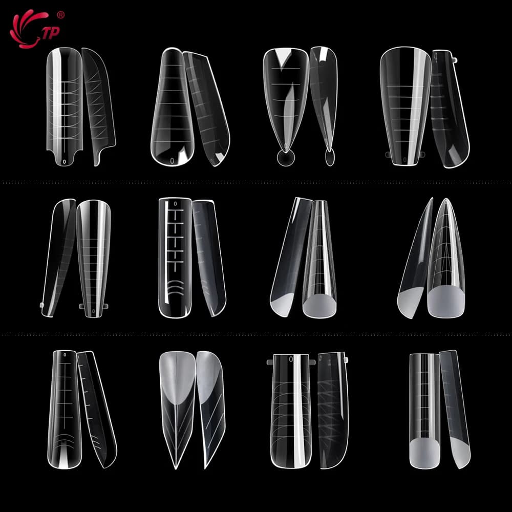 TP 120 pezzi per unghie doppie forme per gel per unghie poli stiletto estensione gel stampi per unghie punte per unghie acriliche copertura completa forme per unghie riutilizzabili