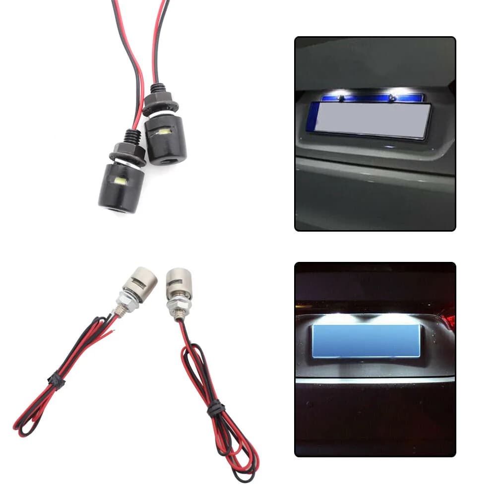 Universale Auto Moto numero luci targa 12V Mini LED Moto Auto coda anteriore vite bullone lampadine lampade sorgente luminosa