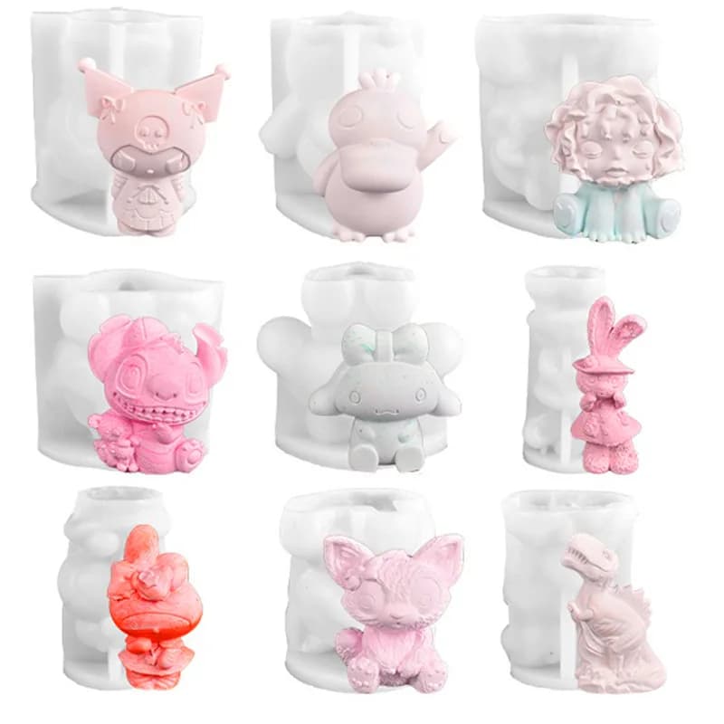 Stampo in Silicone 3D per Candele a Forma di Personaggi Sanrio: Melody, Kuromi, Cinnamoroll, per Creazioni Fai-da-Te